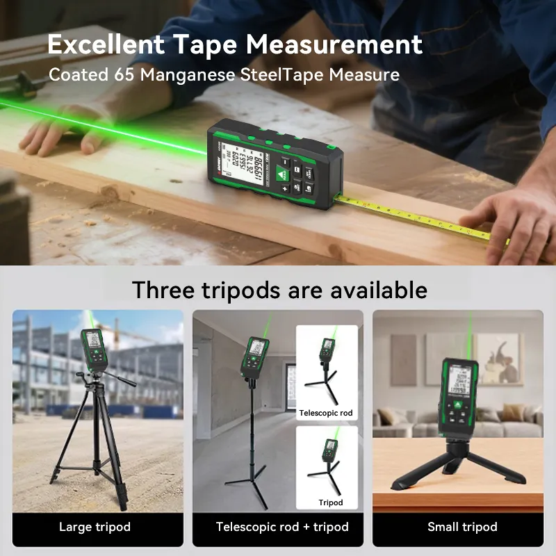 Sndway High-Precision Green Laser Distance Meter Multi-Functional Rangefinder Type-C 2M Measure Tools Tape for Home Decoration