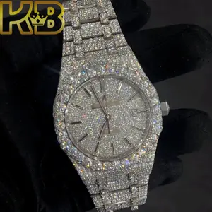 Iced 925 Moissanite Watch for Hop Vvs Quality Vvs1 Jewelry Women Diamond Pass Tester 100% Out Hip 925 Moissanite Watch