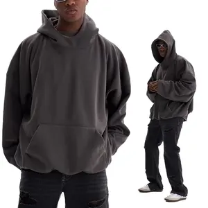 Fashion High Collar Double Oversized Cotton Hoodie Custom High Quality Heavyweight Men Streetwear Hoodies