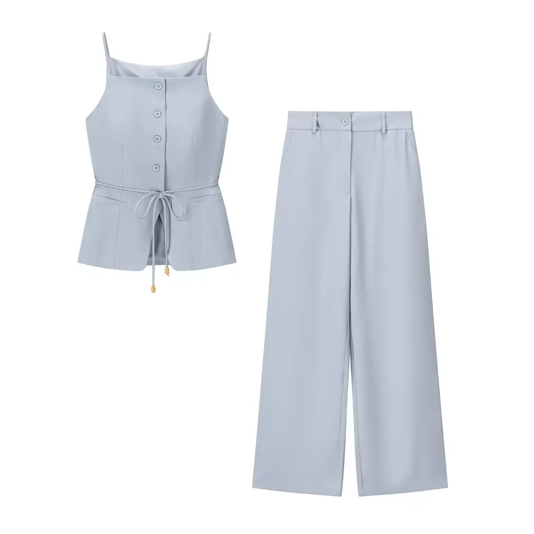 Women's Casual Formal Two-Piece Set Full-Length Outfit Solid Pattern Woven Shorts Chiffon Material Top Knitting Fabric Clothing