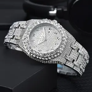 2025 Hop Brand Full Iced Diamond Jewelry Gold Wristwatch Fashion Men's Octagonal Shape Ice Out Brand Quartz Watch