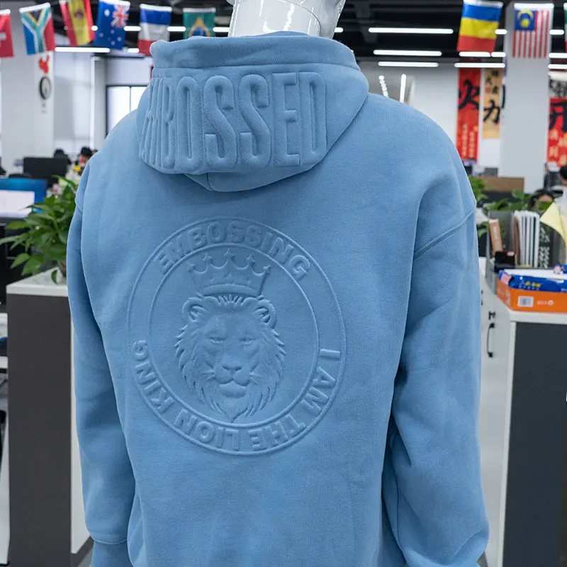 2025ขายส่งUnisex 350gsm 3DนูนHoodie Oversizeผู้ชายคุณภาพสูงที่กำหนดเองพิมพ์เฮฟวี่เวทEssential Hoodieสำหรับชาย