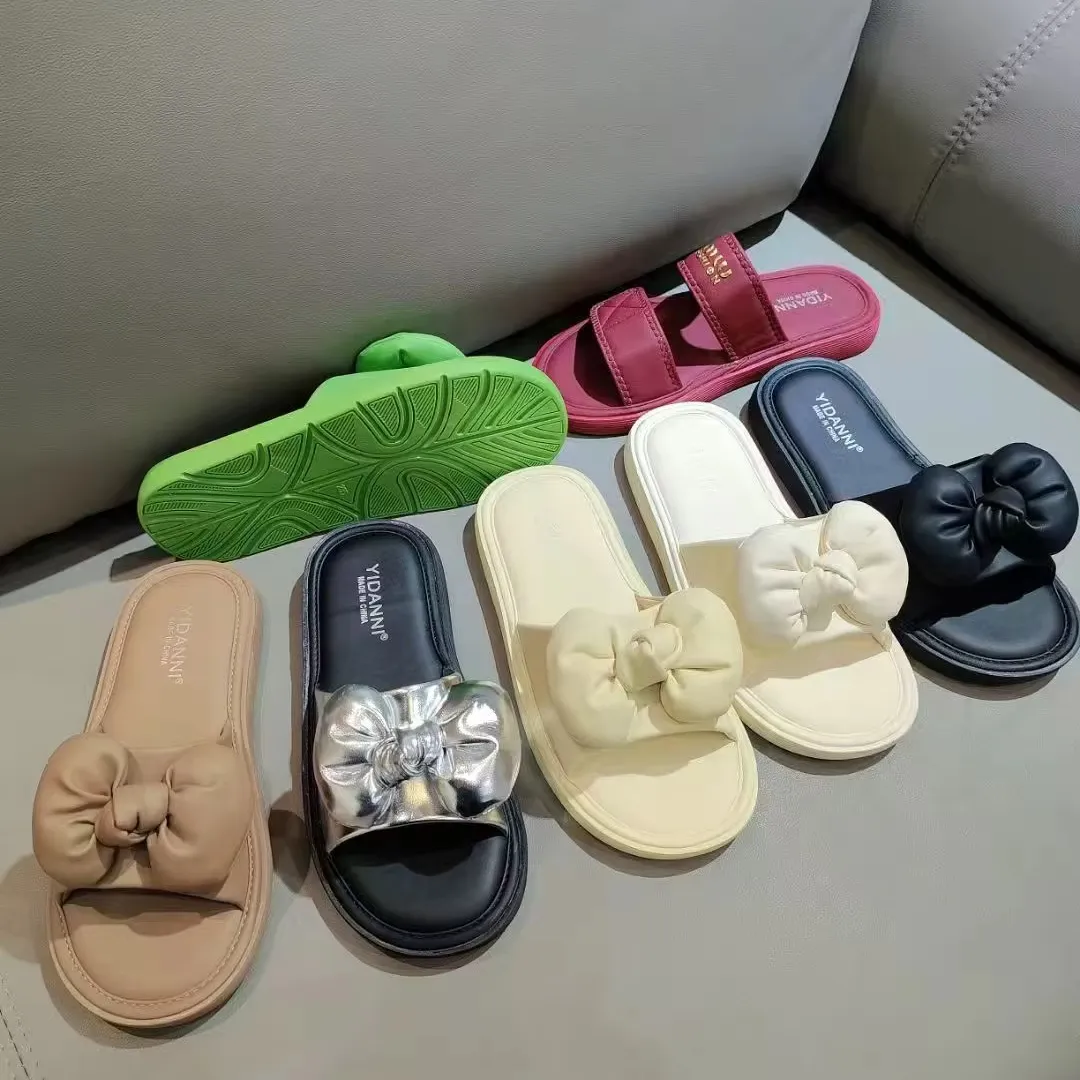 Custom Summer Soft Sole Beach Leisure Simple Slippers for Women Slides Sandals Open Toe Shoes for Ladies Flat Sexy Lady PU Sole