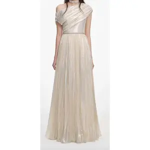 Vintage Iridescent Glittering Irregular Mesh Dress Full Diamonds Dazzling Shimmering Stretch 100% Cotton Floor-Length Dress For
