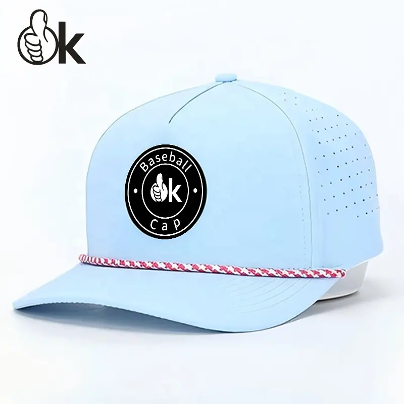 Custom Fully LOGO Perforated Laser Cut Hole Casquette Golf Baseball Cap Original Brim Rope Gorras Foam Dandy Hat for Men Woman