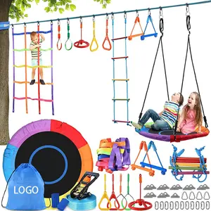 Outdoor Kids Ninja Warrior Training Set Convenient Backyard Obstacle Course Equipment