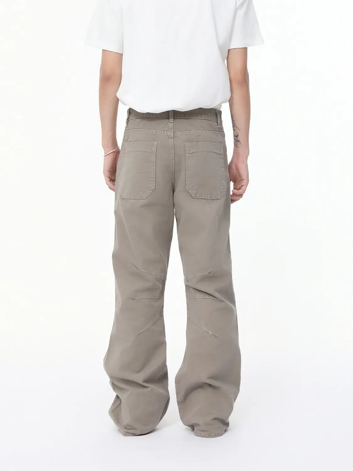 Men's Clothing | American Vibe Pleated Patchwork Trendy Straight-Leg Floor-Length Jeans with a Stylish Drape