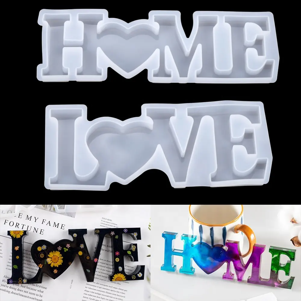AK Home Love แม่พิมพ์ซิลิโคนตัวอักษรอีพ็อกซี่เรซินแม่พิมพ์สำหรับ DIY งานฝีมือเรซินแม่พิมพ์หล่อเครื่องประดับตกแต่งบ้านทำเครื่องมือ