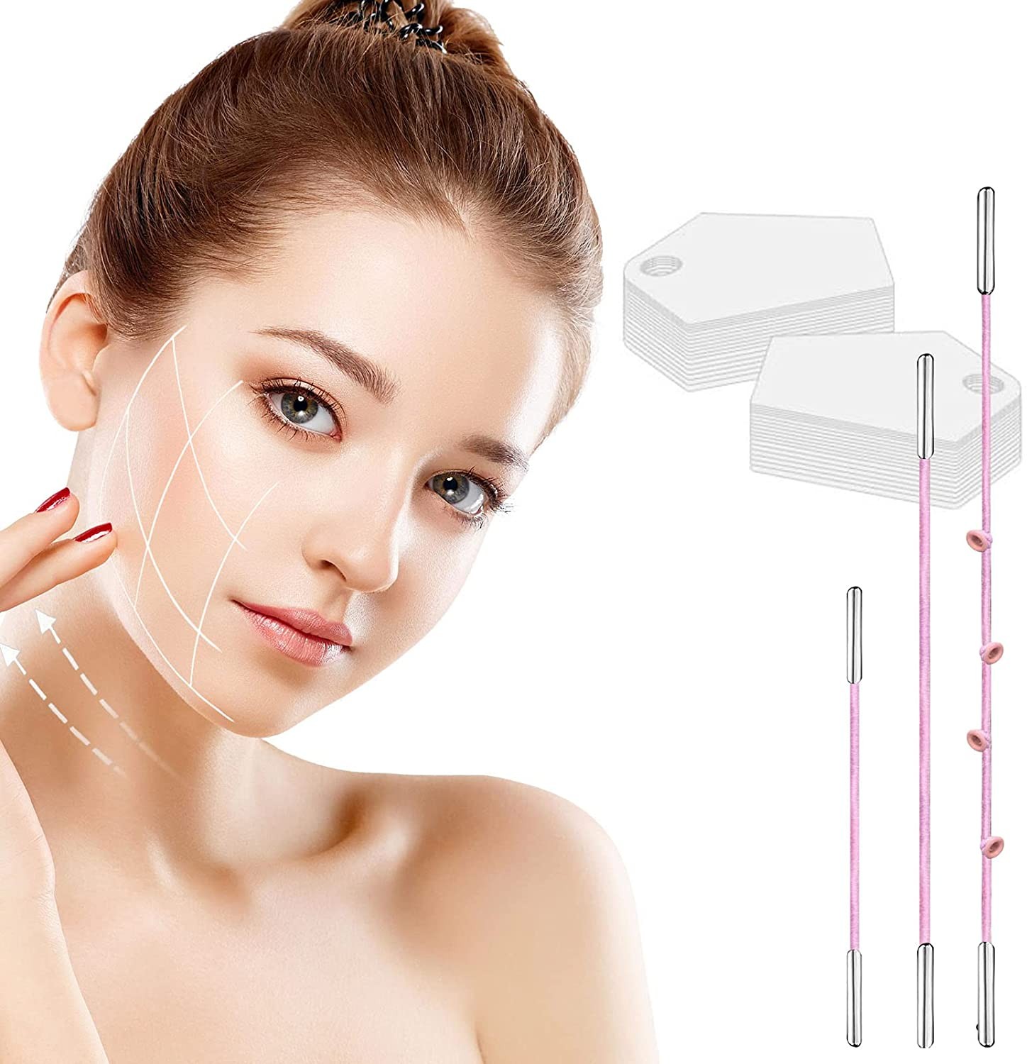 面部提升膠帶,40 片隱形面部膠帶,高彈性和防水即時面部提升膠帶