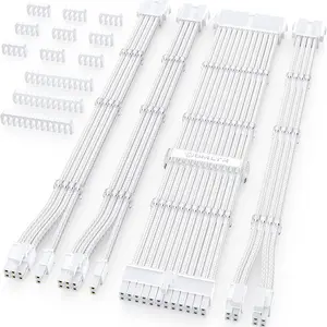 Bright White Four-Pin Gold-Plated PC Cable Extension Cord Kit GPU Power PCI-E Computer PSU Cable Extension Computer Accessories