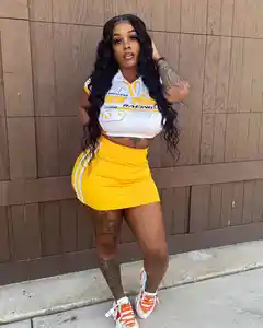 BR3409 Summer New Women's Fashion Printed Lapel Slim Sexy Two-piece Dress