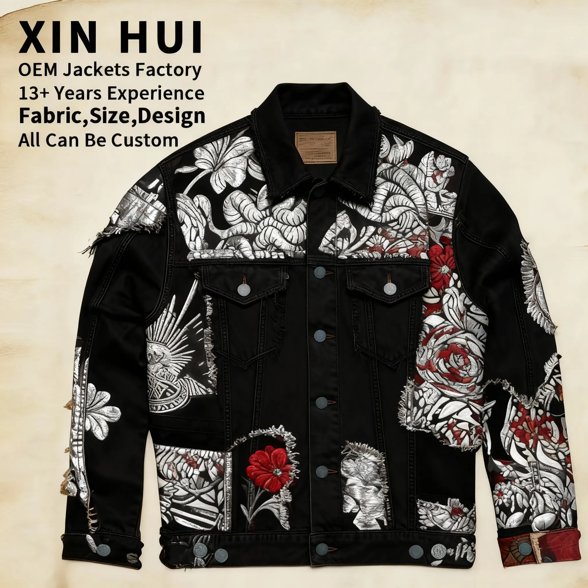 โลโก้ที่กำหนดเอง 2026 Mens Designer Denim Bomber Jackets คุณภาพสูงเฮฟวี่เวทฤดูหนาว Windproof กันน้ำซิปปิด OEM ODM