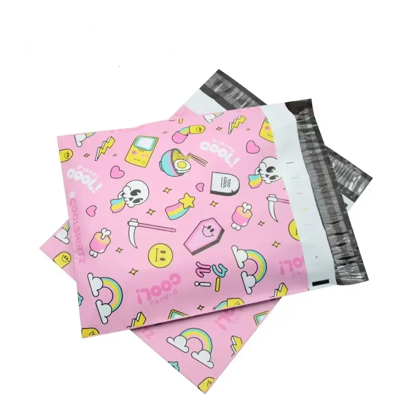 Colorful Printed Express Bags PE Plastic Mailer Bags for Secure Clothing Shipping with Custom Logo and Valve Sealing Handle