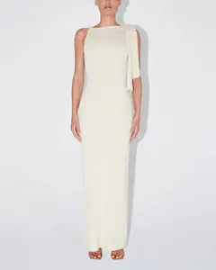 Fashion Women Summer Sleeveless Midi Dress Elegant White Evening Dresses Ruffles Ruched Unique Clothing for Mature Women