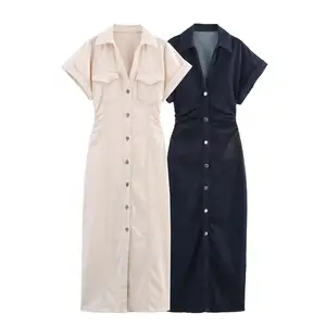 PB&ZA Women 2025 Spring New Chic Fashion Denim Casual Dress Female Dresses Vestidos Mujer