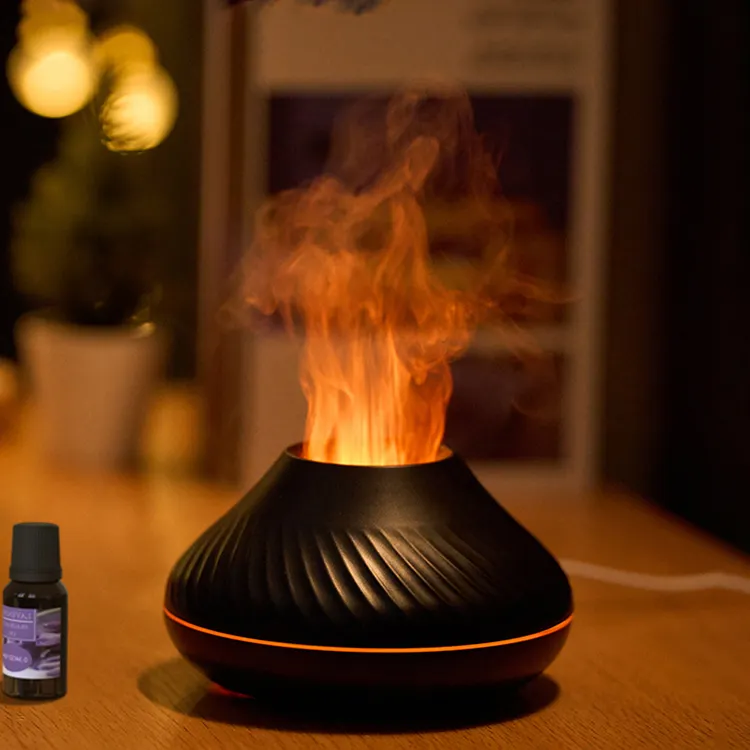 บ้านตกแต่งอัลตราโซนิก 7 สี Led เปลวไฟ Air Humidifier 3D Fire แบบพกพา Volcano Aroma Diffuser สำหรับของขวัญ