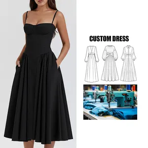 Brand Customization Best-Selling Summer Party Midi Dress For Women New French Vintage Style Casual Print Plus Size Maxi Dress