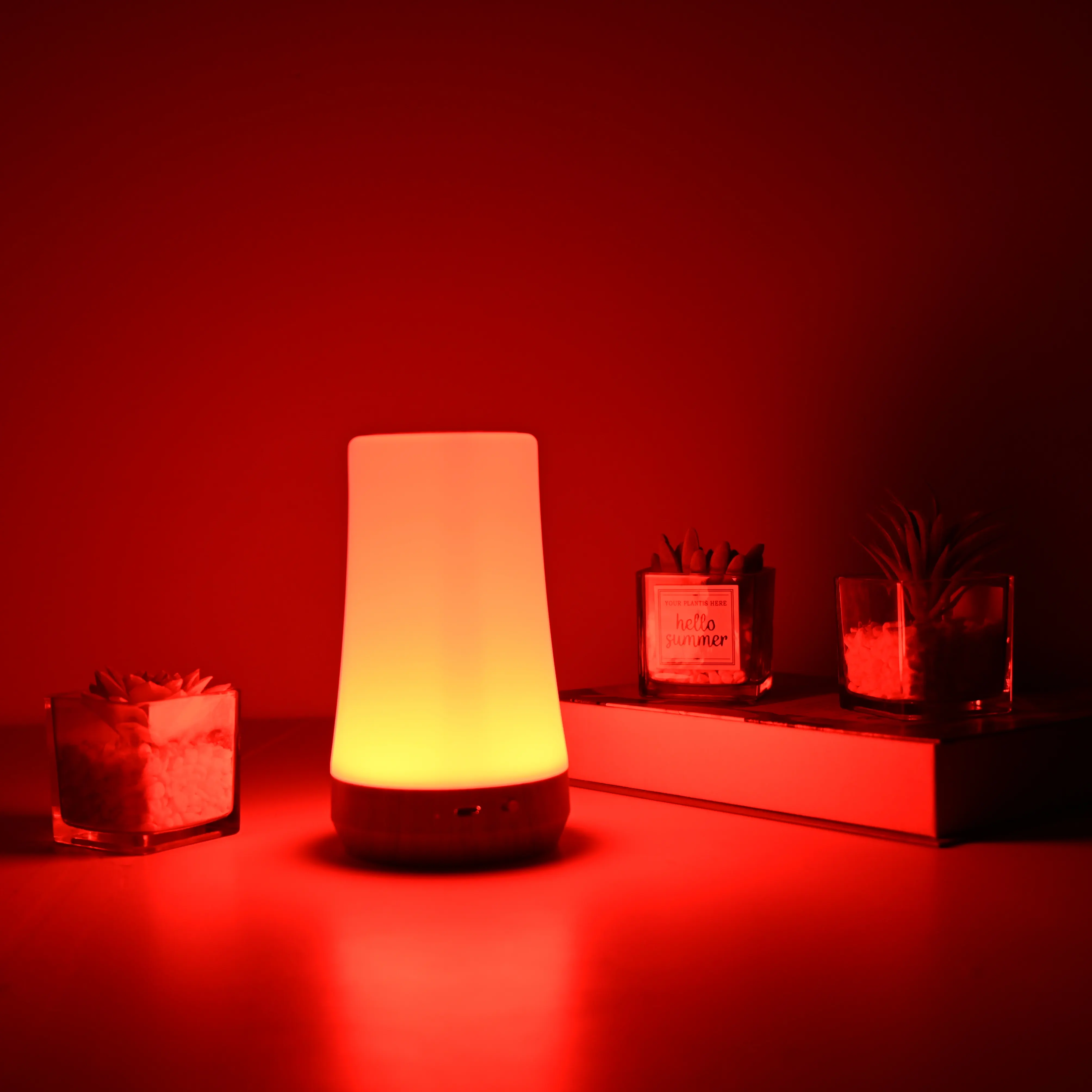 ไม่มีแสงสีฟ้า 5 สีเปลี่ยน ABS ขนาดกลางแบบชาร์จไฟได้สัมผัส/รีโมทคอนโทรล LED ไฟกลางคืนข้างเตียง