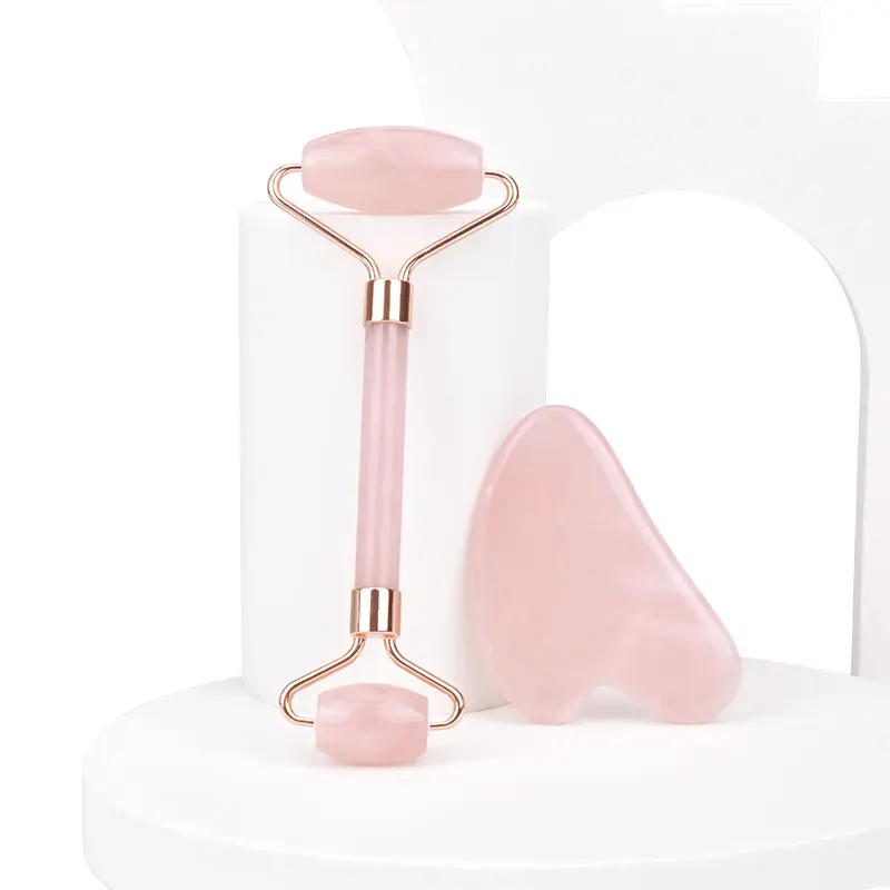 Wholesale New Design Guasha Jade Roller Body Care Gift Set Gua Sha Stone Rose Quartz Roller for Health and Beauty
