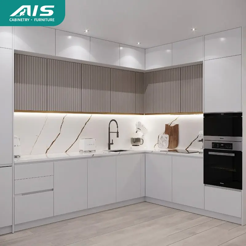 ฟรี 48 ชั่วโมงออกแบบโมเดิร์นไม้ L รูปร่าง Lacquer ตู้ครัวชุดครัวขนาดเล็กตู้ครัวสำหรับ Apartment Made in China