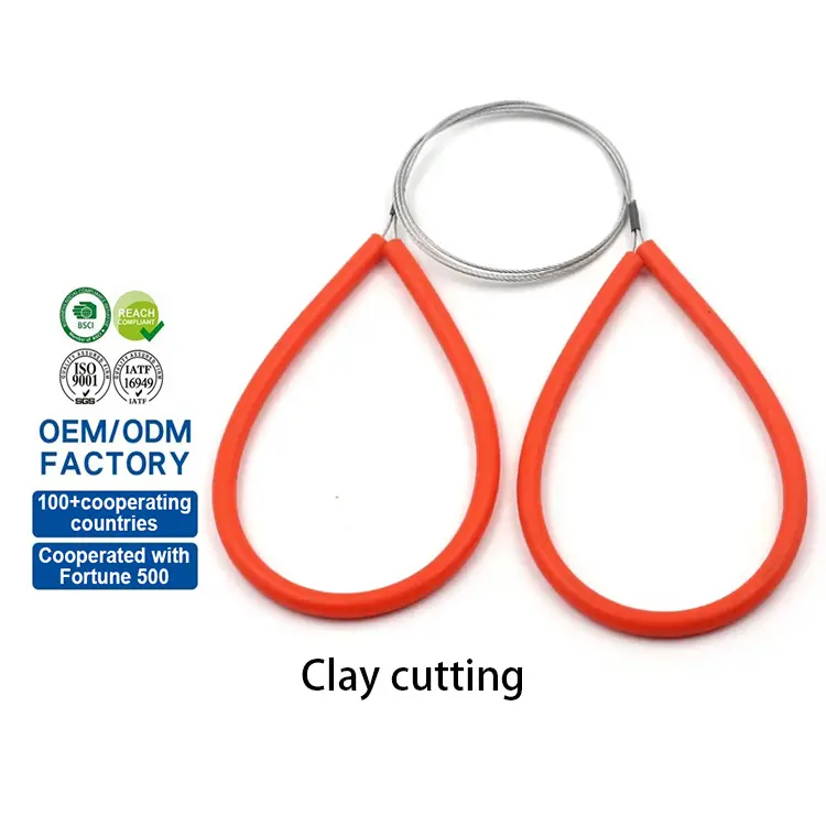 Art Wire Clay เครื่องมือตัดสีแดง/สีฟ้า Sharp ลวดเหล็กสำหรับ Handbuilding Clay Comfort Grip สำหรับ Workshop Home Craft